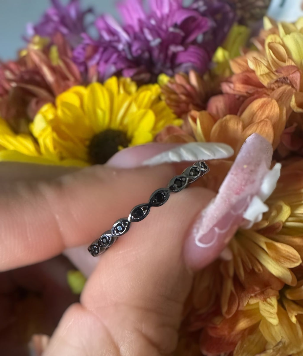 Black band with black cz stones