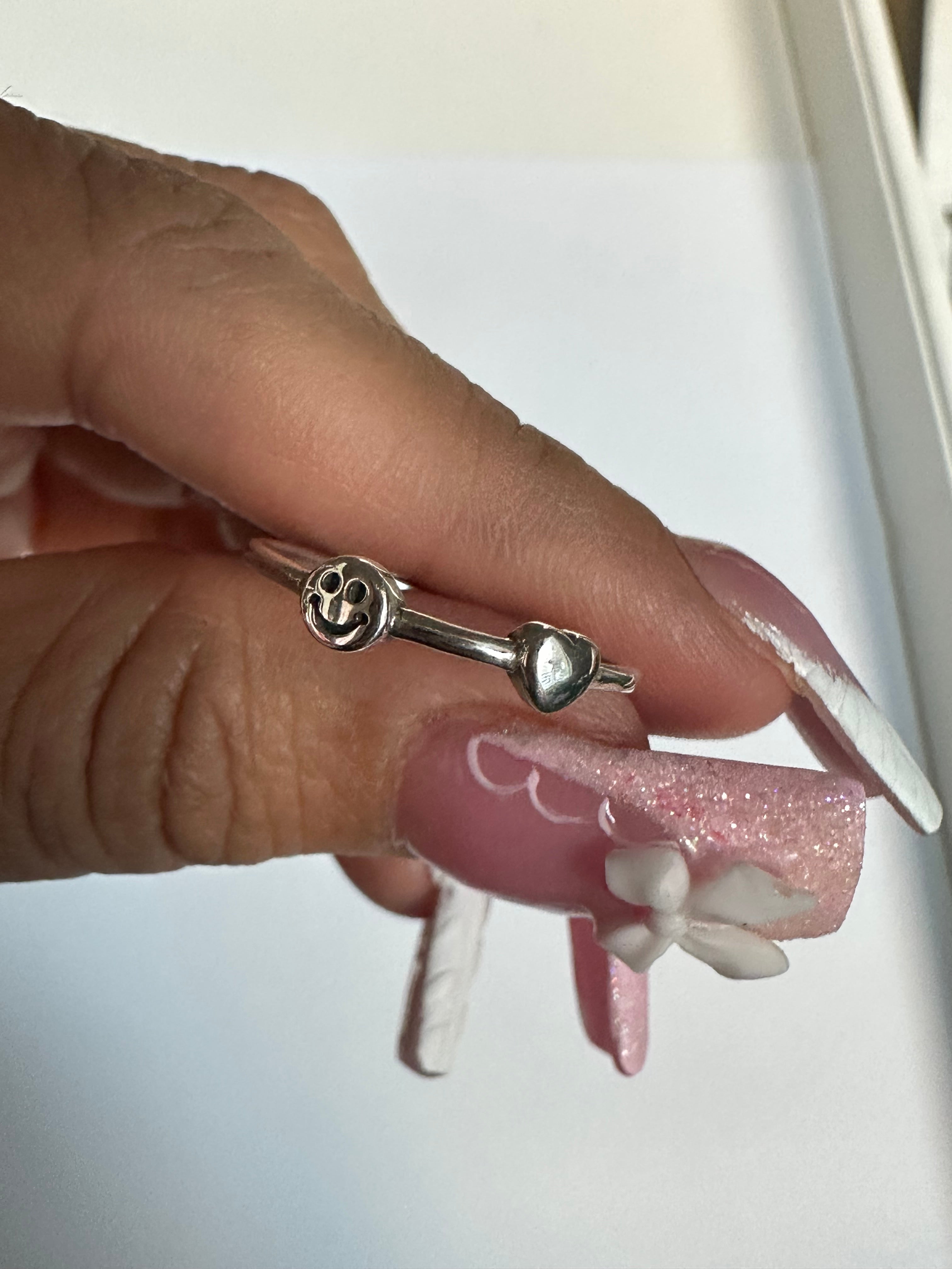 Happy Face & Heart Ring