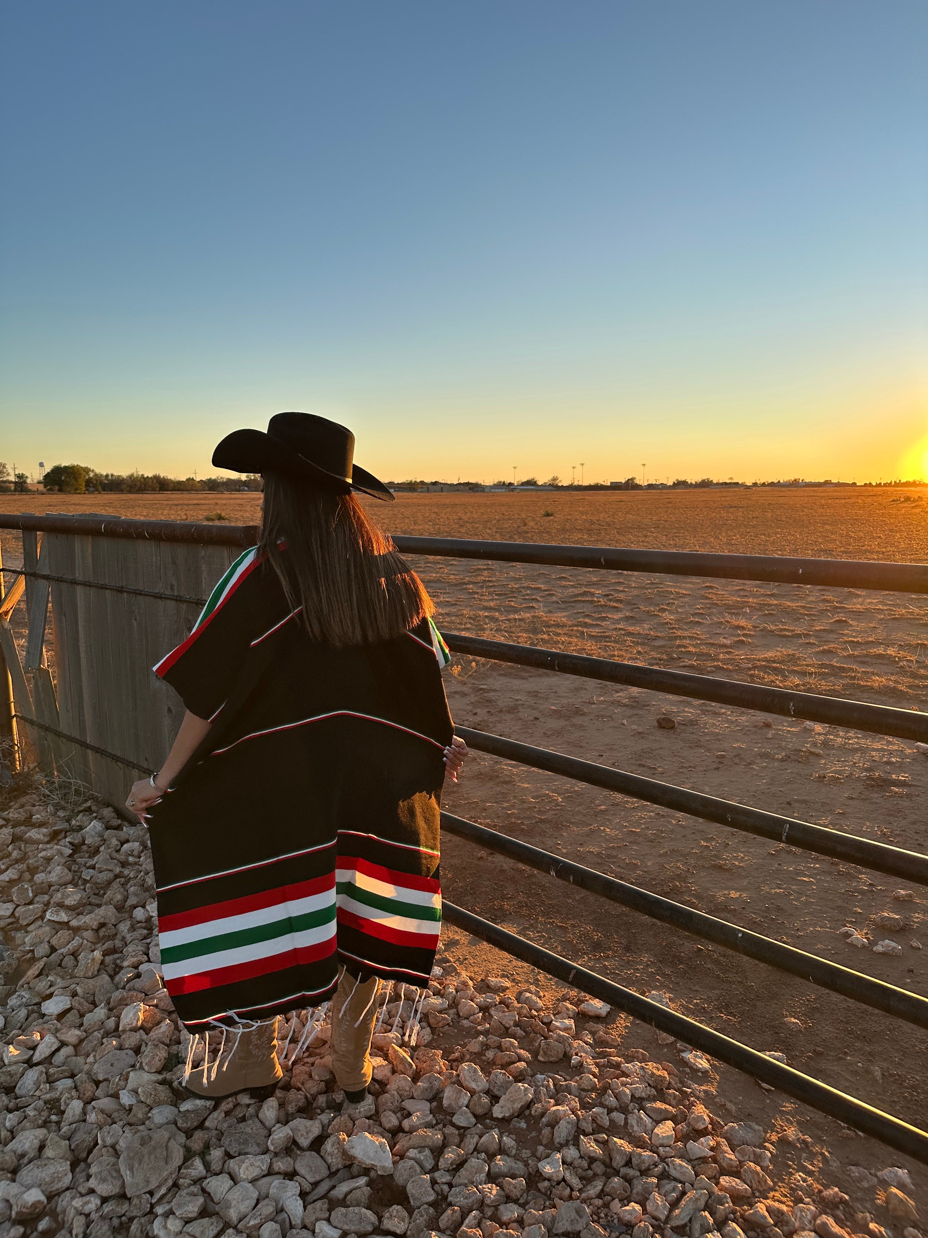 Embroided Virgencita & Mexico Gabán (Poncho)