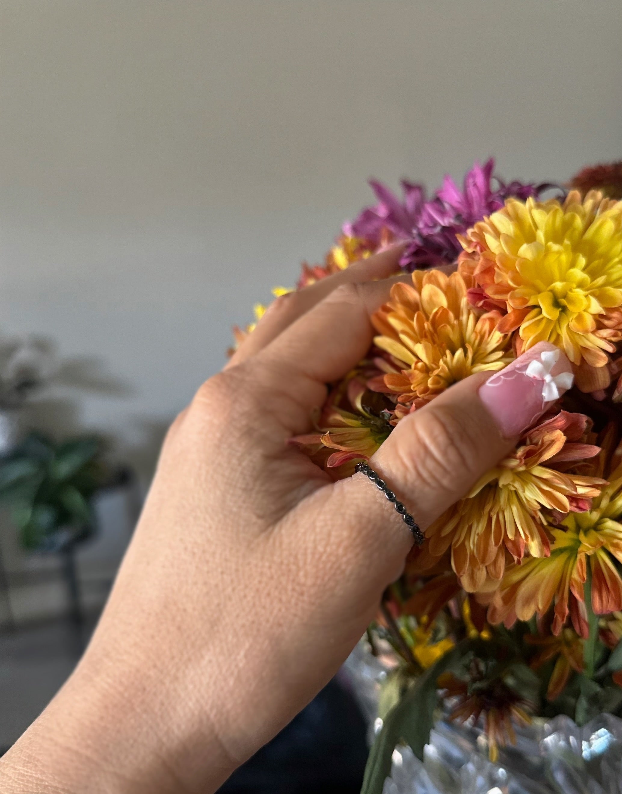 Black band with black cz stones