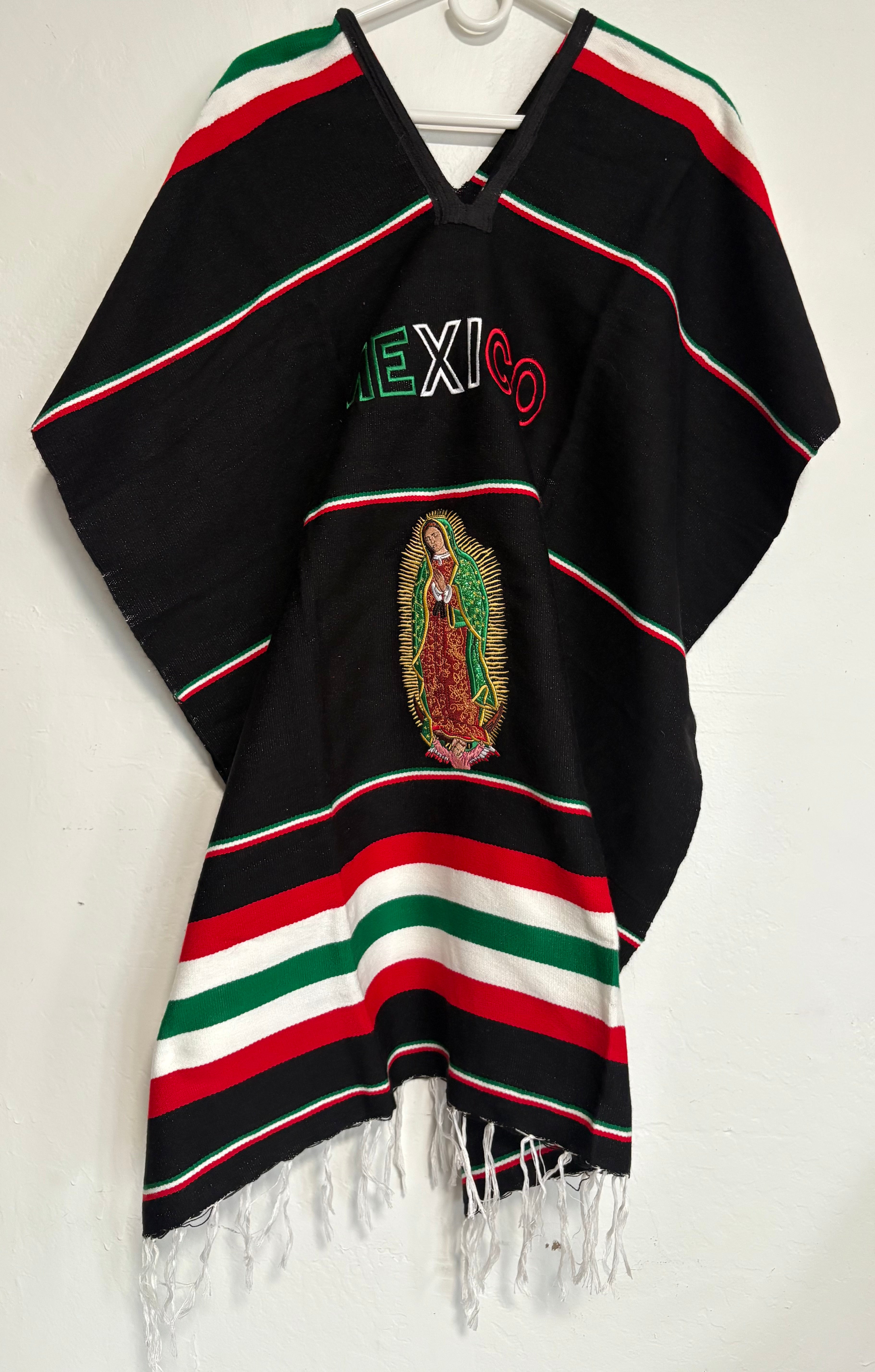 Embroided Virgencita & Mexico Gabán (Poncho)