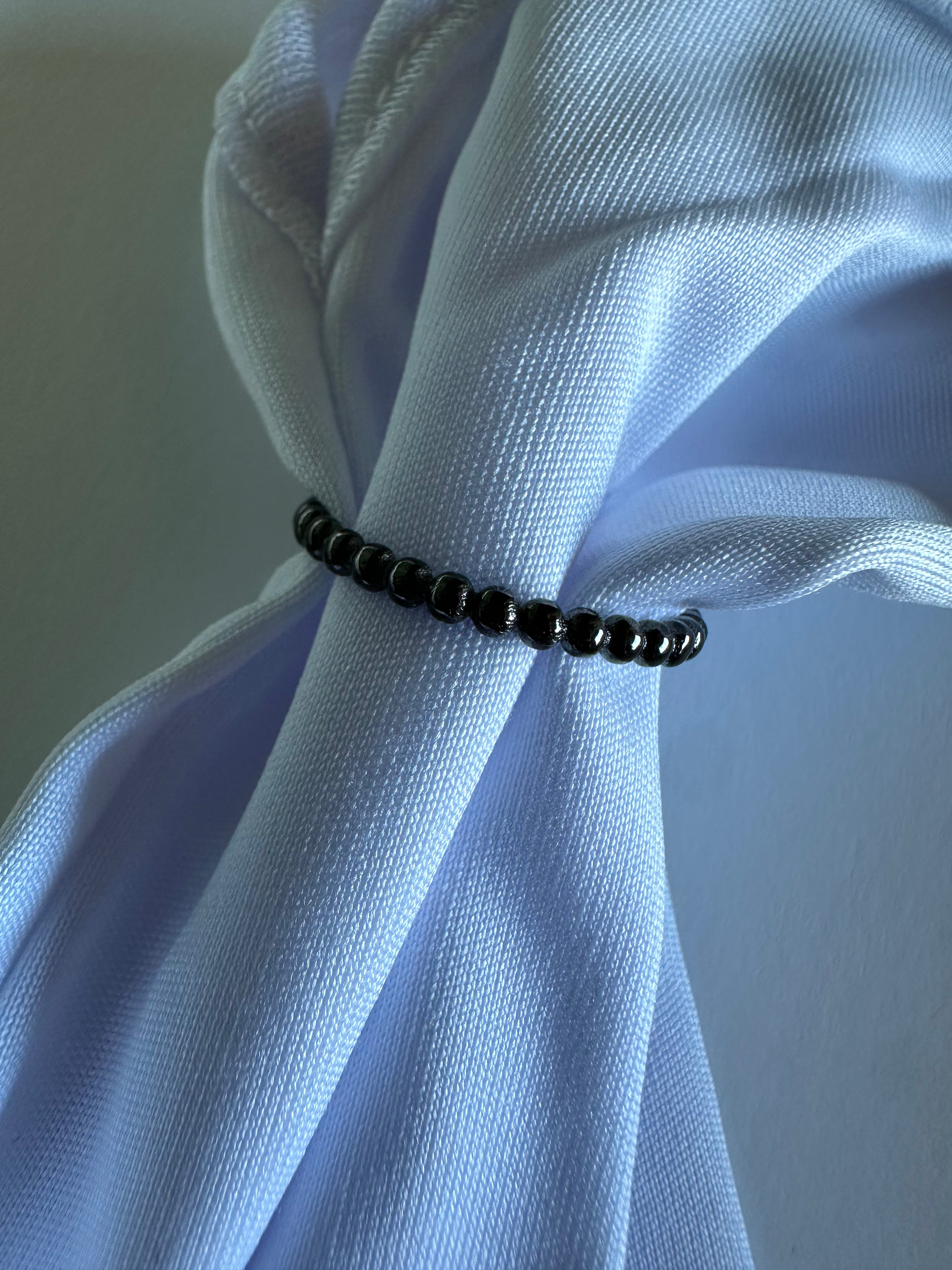 Black Dainty Texture Ring