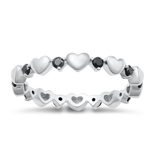 Heart ring with black