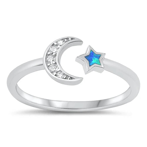 Moon & Star Opal Ring